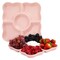 2 Pack Porcelain Divided Serving Tray for Appetizers, 5 Compartments (Light Pink, 9.5 In)